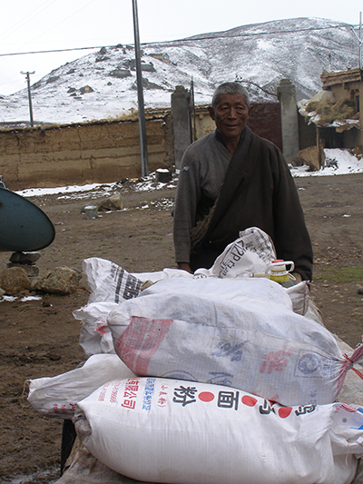 elderly person with food